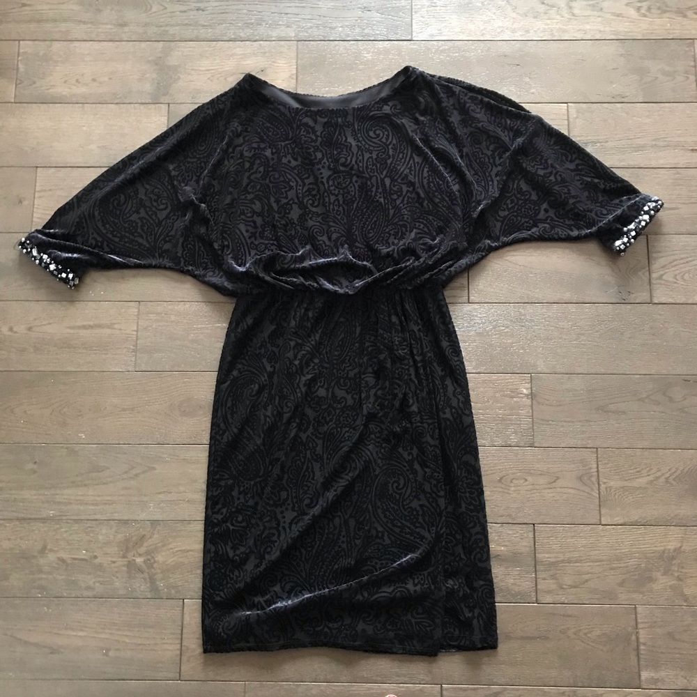 Marina Black burnt out Studded dress, Sz 10